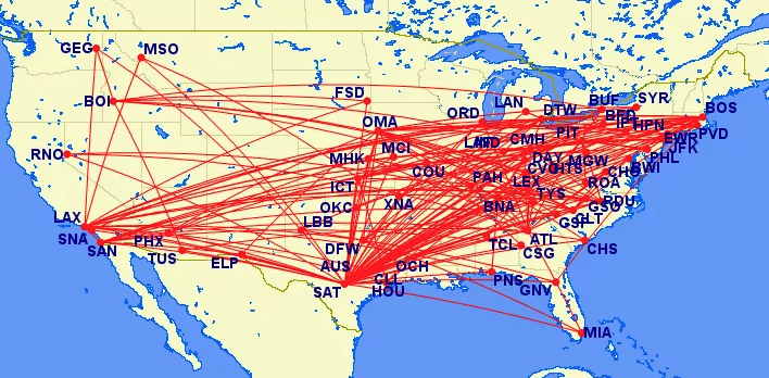 The flight paths for each NCAA tournament school to their prospective sites. (AllMySportsTeamsSuck.com)