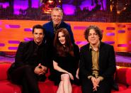 Matthew McConaughey, Graham Norton, Julianne Moore and Alan Davies during the filming of the Graham Norton Show at The London Studios, south London, to be aired on BBC One on Friday evening.