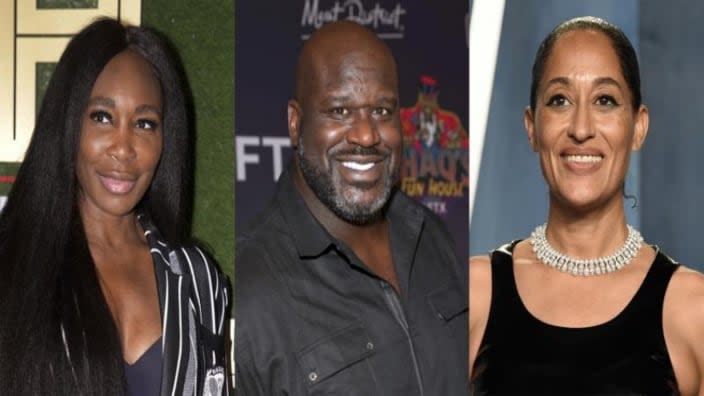 This combination photo shows (from left) Venus Williams at HISTORYTalks in Washington, Shaquille O’Neal at Shaq’s Fun House in Los Angeles and Tracee Ellis Ross at the Vanity Fair Oscar Party in Beverly Hills. Williams, O’Neal and Ellis Ross are among those set to participate in Black Entrepreneurs Day, founded and organized by “Shark Tank” panelist and FUBU chief executive Daymond John. (Photo: AP)