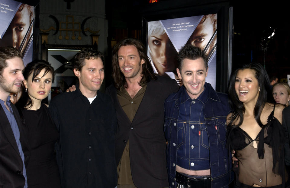 Aaron Stanford, Anna Paquin, Bryan Singer, Hugh Jackman, Alan Cumming and Kelly Hu (Photo by J. Vespa/WireImage)