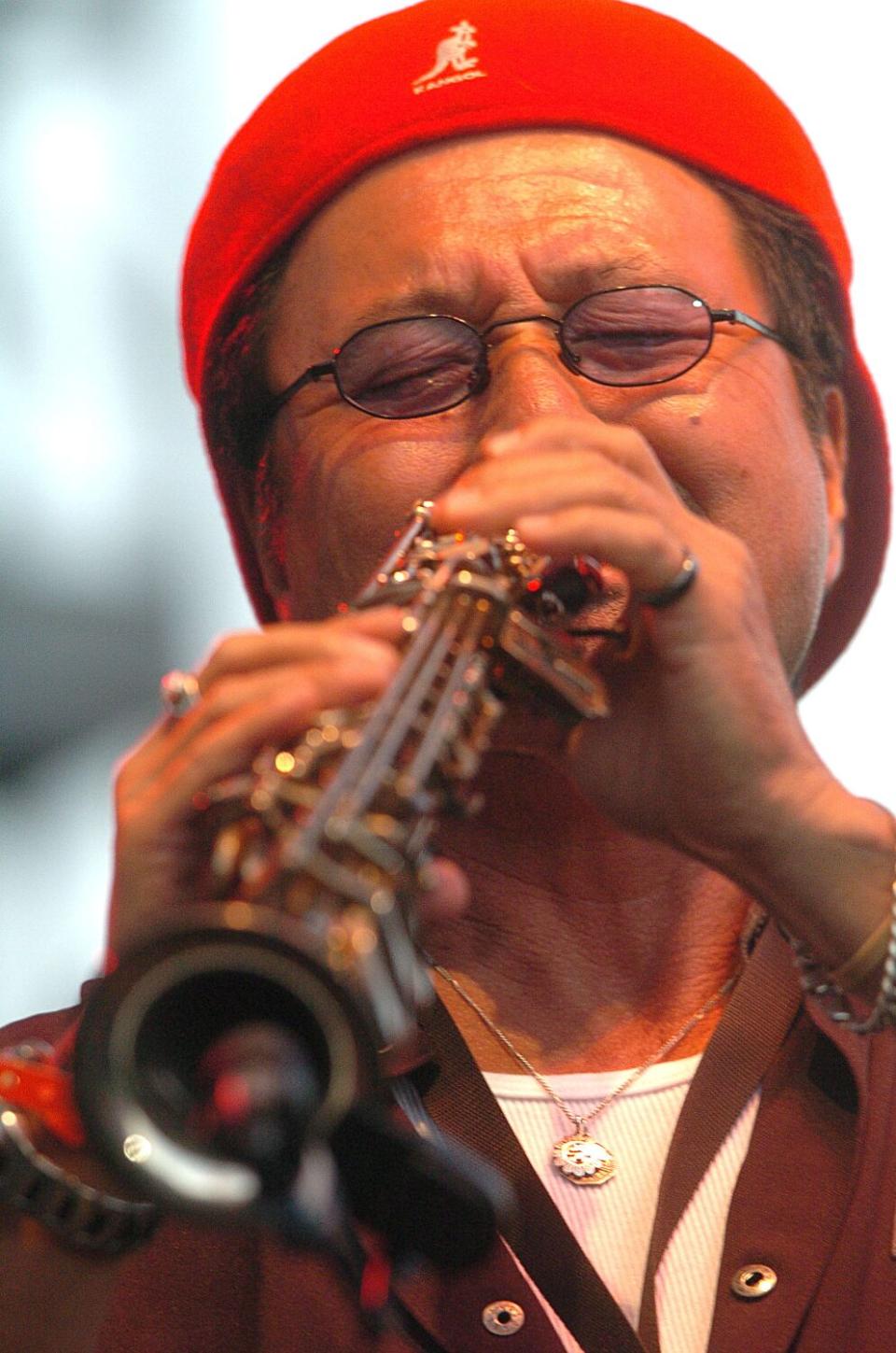 Hiroshima leader Dan Kuramoto performs in August 2005.