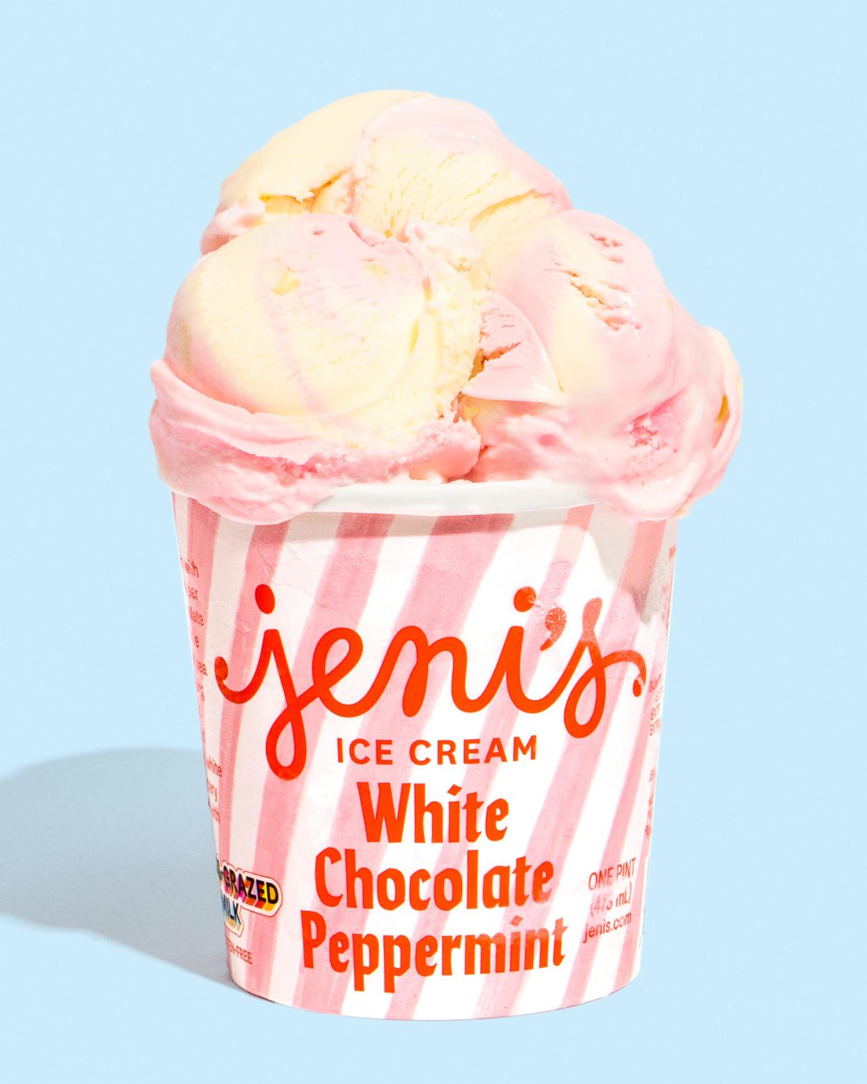 White Chocolate Peppermint is one of five holiday flavors introduced this year by Jeni's. The others are Boozy Eggnog, Rum Ball, Merry Berry and Buckeye Frenzy