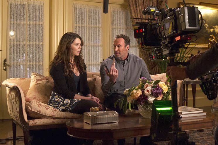 Graham, Scott Patterson filming at Emily's (Credit: Netflix)