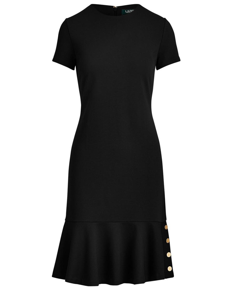 Lauren Ralph Lauren Button-Trim Flounce-Hem Dress