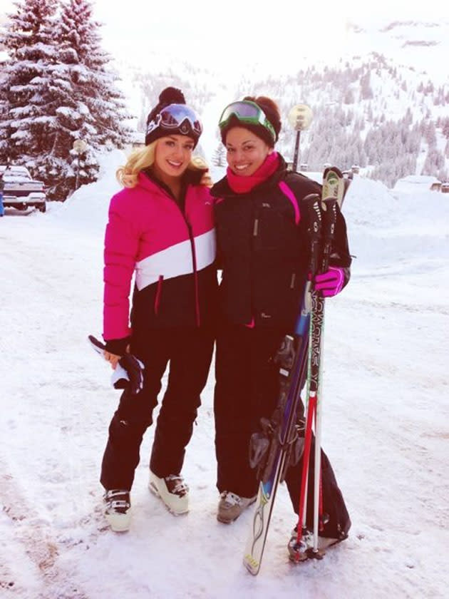 Celebrity Twitpics: Katherine Jenkins has been enjoying a skiing holiday this week, relaxing with friends. However, she found time to pose for this Twitter snap for her followers.