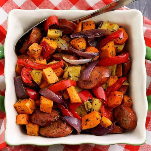 Roasted Vegetables And Sausage