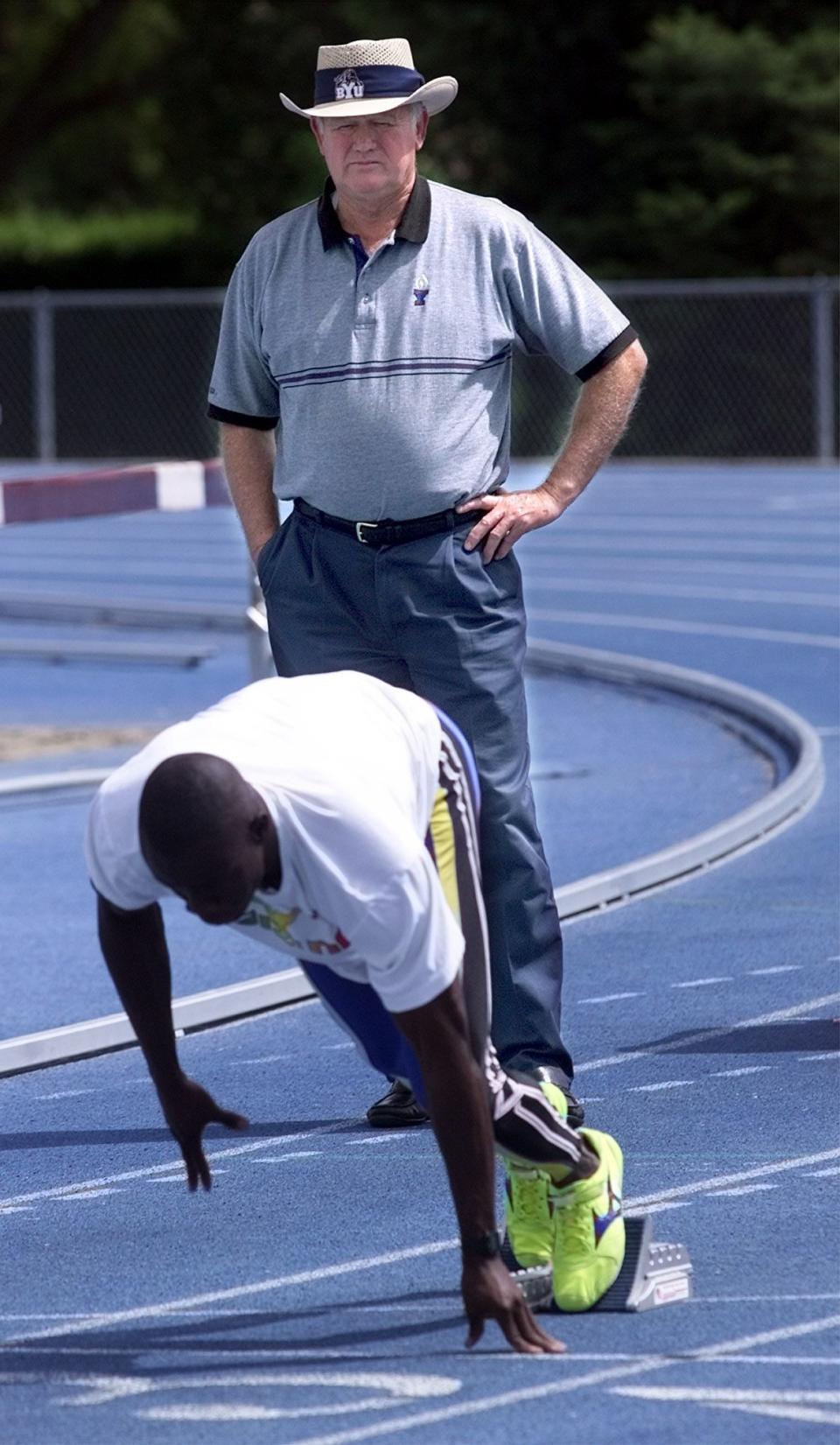 BYU track coach Willard Hirschi is photographed during practice on Thursday, May 25, 2000. | Chuck Wing, Deseret News