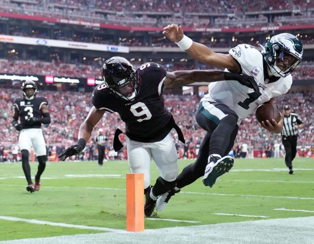 Crucial catch hats were everywhere before the first half of an NFL football  game against Arizona Cardinals and the Philadelphia Eagles, Sunday, Oct. 9,  2022, in Glendale, Ariz. (AP Photo/Darryl Webb Stock