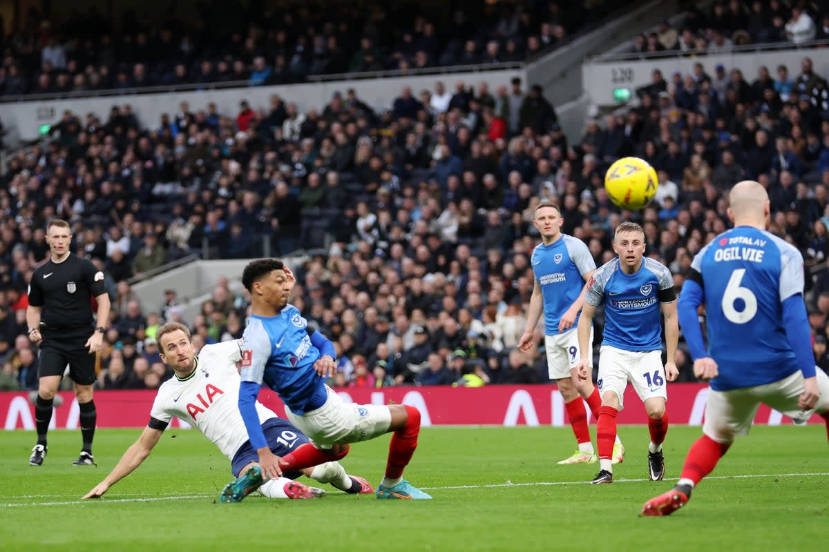 Harry Kane slots home Tottenham’s winner against Portsmouth (Getty Images)