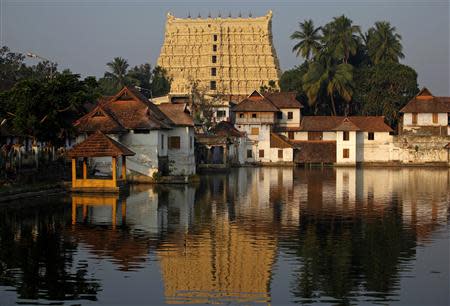 A view of Sree Padmanabhaswamy temple in Thiruvananthapuram, capital of the southern Indian state of Kerala, February 20, 2012. REUTERS/Danish Siddiqui