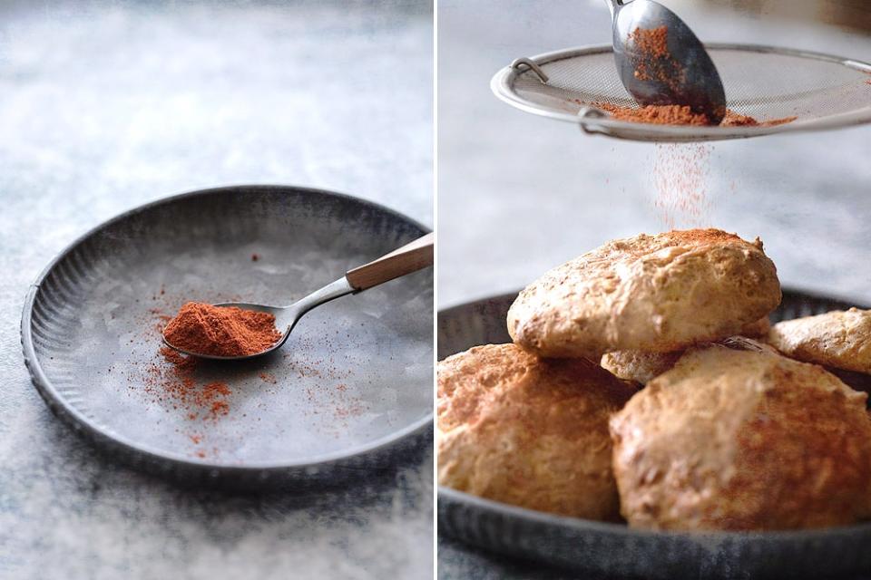 Dust the 'gougères' with some smoked paprika before serving.