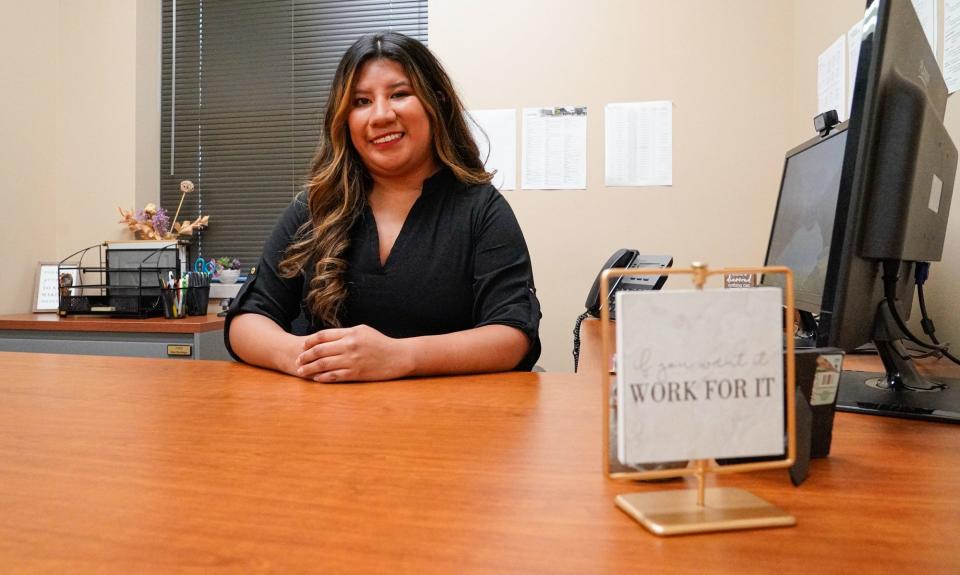  DACA recipient and Horizon Bank Communications Center Supervisor, Ana Santiago is photographed at her place of work, on Tuesday, June 14, 2022, in Carmel Ind. 