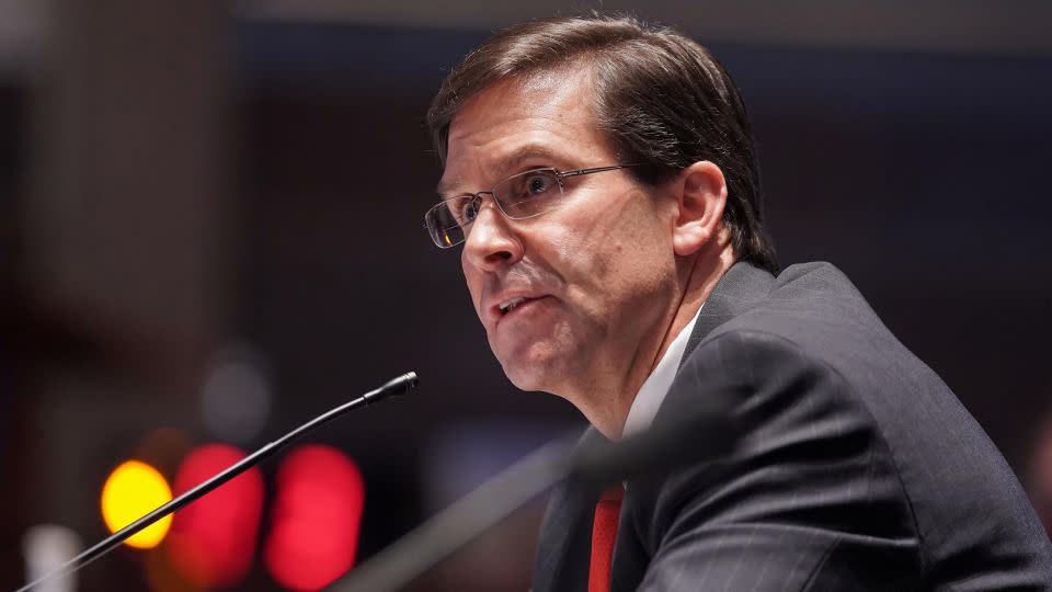 Secretary of Defense Mark Esper testifies during a House Armed Services Committee hearing on July 9 in Washington, DC.  - Greg Nash/Pool/Getty Images