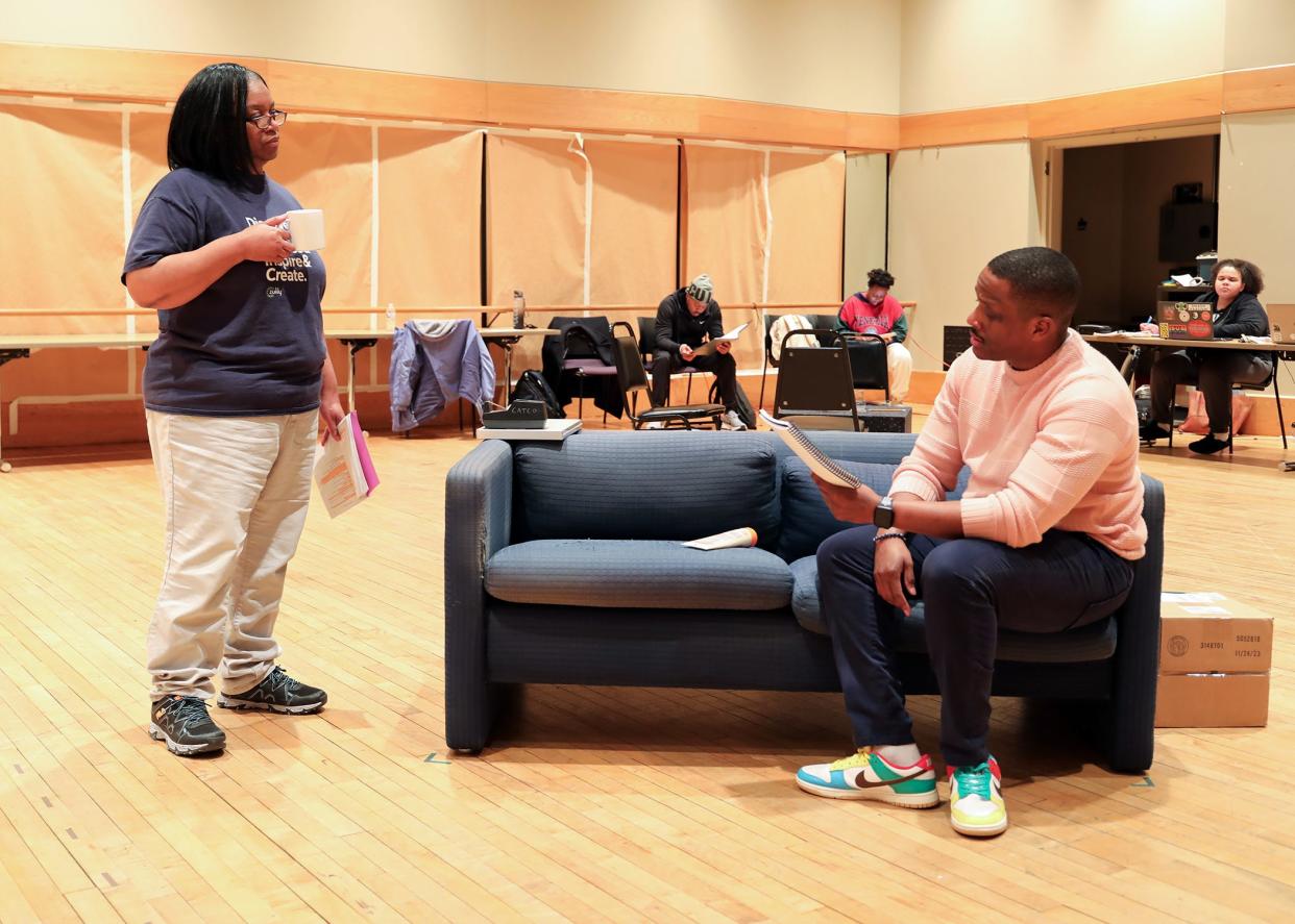 Cast members rehearse the Contemporary Theatre of Ohio's "Skeleton Crew," which will open Thursday and run through March 17 in Studio Two in the Riffe Center.