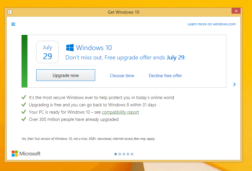 Windows 10 Upgrade Notification