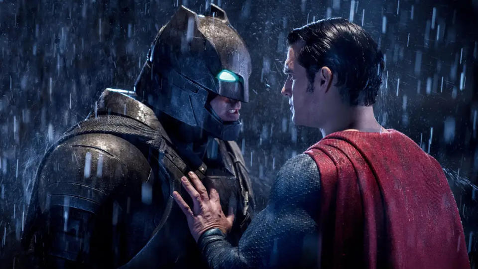 Ben Affleck and Henry Cavill portray the titular heroes in 'Batman v Superman: Dawn of Justice'. (Credit: Warner Bros/DC)