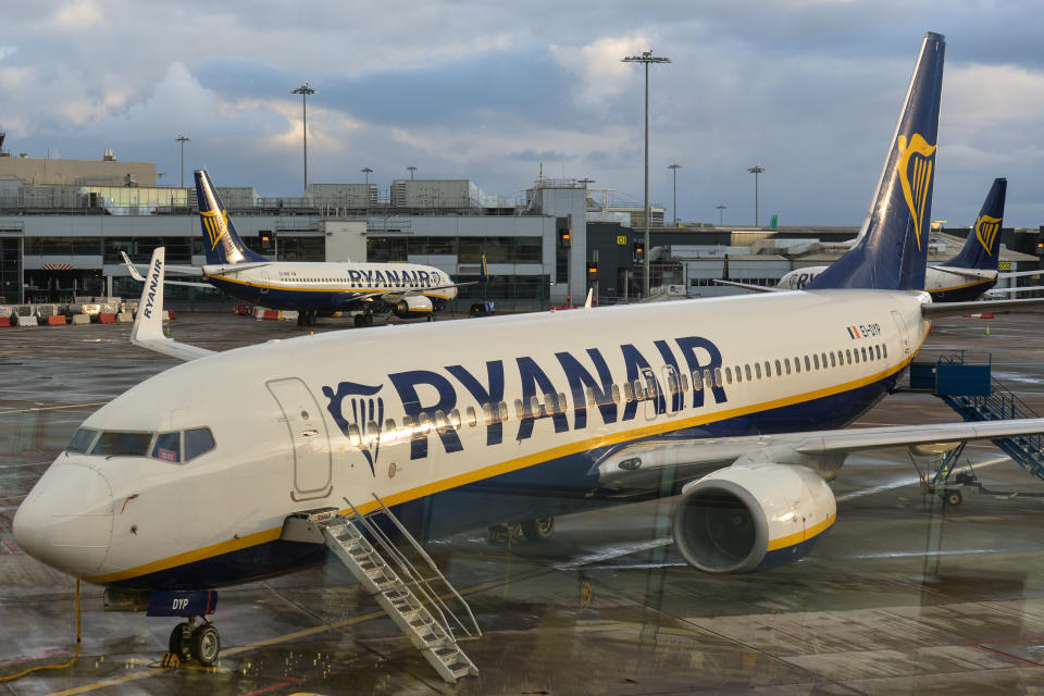 Ryanair planes seen grounded at Dublin Airport, Ireland. Photo: Artur Widak/NurPhoto via Getty Images