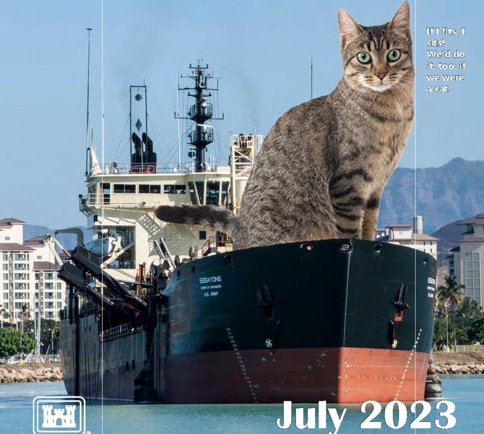 The Portland District of the U.S. Army Corps of Engineers released its 2023 calendar which features giant cats photoshopped into landscape portraits of the Corps' best achievements.