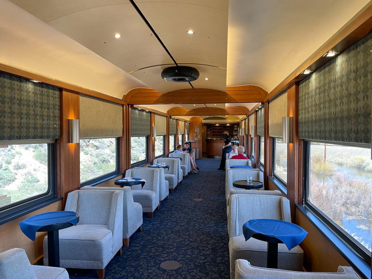 An exclusive train car for first-class passengers on the Rocky Mountaineer.