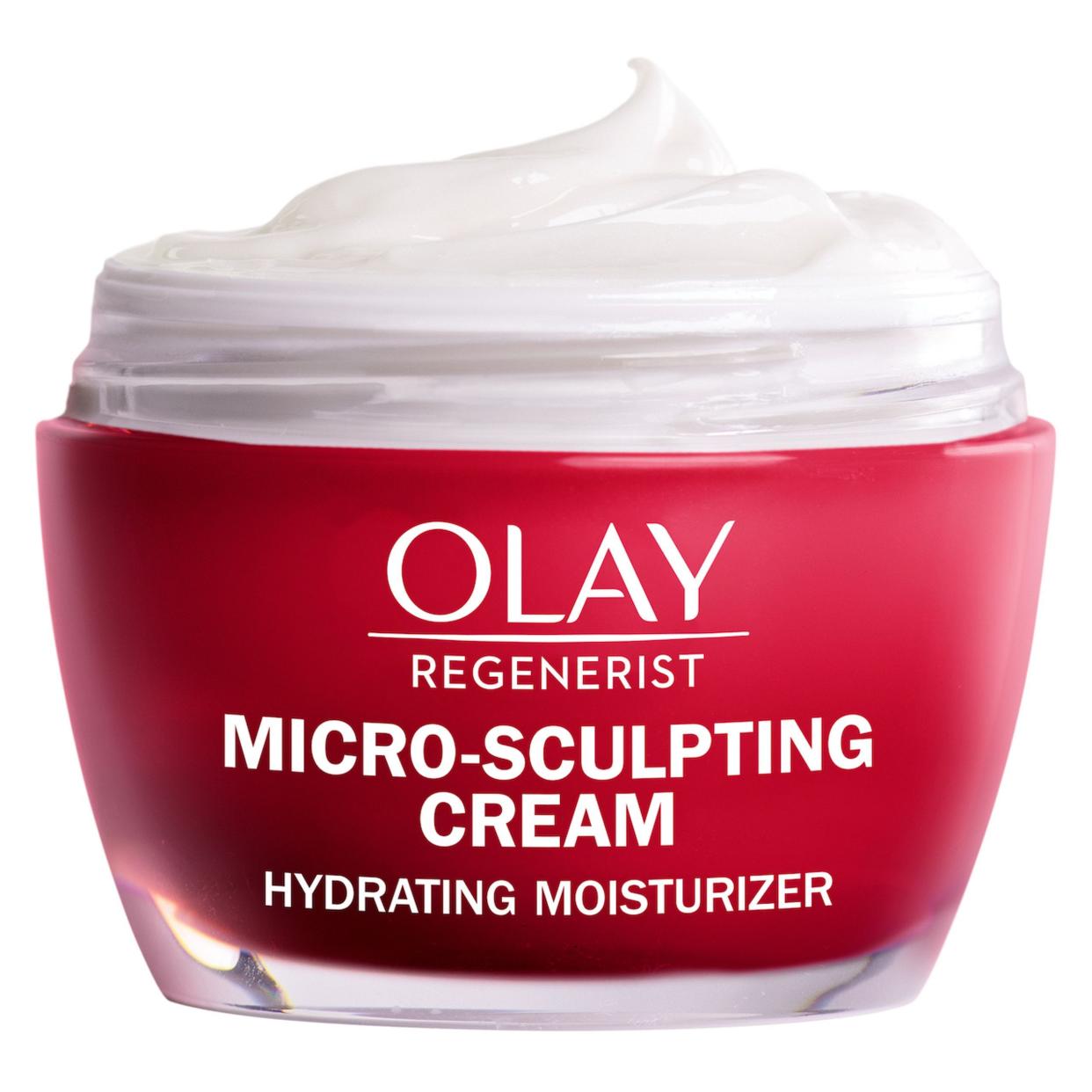 <p><a href="https://go.redirectingat.com?id=74968X1596630&url=https%3A%2F%2Fwww.olay.com%2Fen-us%2Fskin-care-products%2Fregenerist-micro-sculpting-cream-moisturizer&sref=https%3A%2F%2Fwww.countryliving.com%2Fshopping%2Fa46913299%2Ftiffani-thiessen-olay%2F" rel="nofollow noopener" target="_blank" data-ylk="slk:Shop Now;elm:context_link;itc:0;sec:content-canvas" class="link rapid-noclick-resp">Shop Now</a></p><p>Olay Hydrating Regenerist Cream, 1.7 oz</p><p>olay.com</p><p>$27.49</p><span class="copyright">Olay</span>