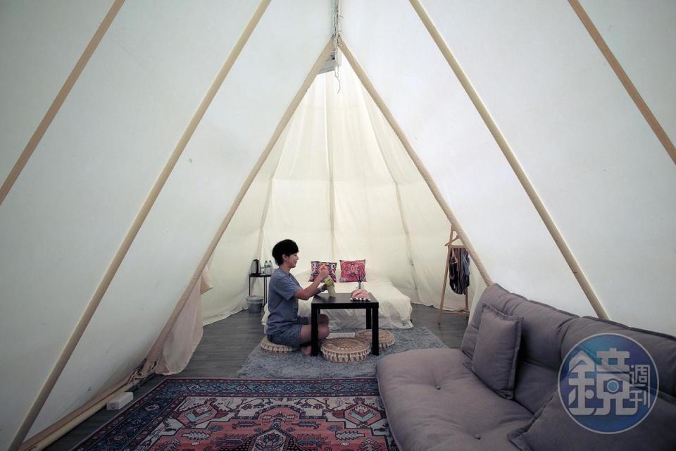 豪華露營區共有三種風格帳篷，其中最受歡迎的波希米亞風共有11帳。