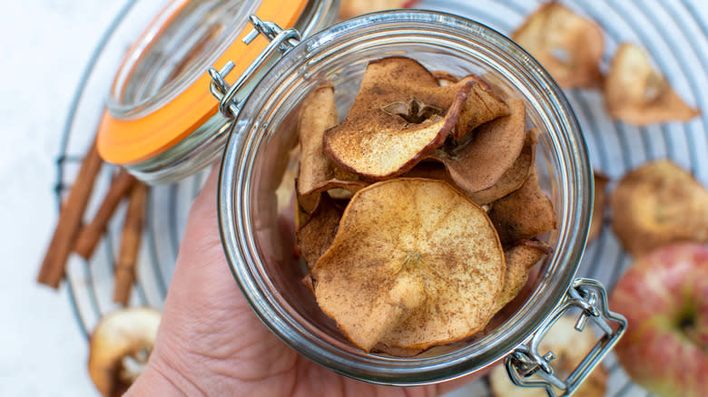apple chips with jar