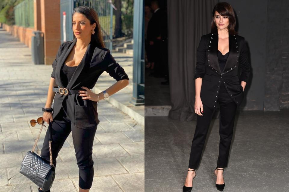 Además de parecerse físicamente, nuestras protagonistas comparten estilo a la hora de vestir. Así lo demuestra esta imagen, en la que ambas lucen un <em>total look</em> negro con blazer y pantalones <em>cigarette</em>. (Foto: Instagram / <a href="https://www.instagram.com/p/B6gC1SQIkHv/" rel="nofollow noopener" target="_blank" data-ylk="slk:@inmacampanoo;elm:context_link;itc:0;sec:content-canvas" class="link ">@inmacampanoo</a> / Ian Gavan / Getty Images)