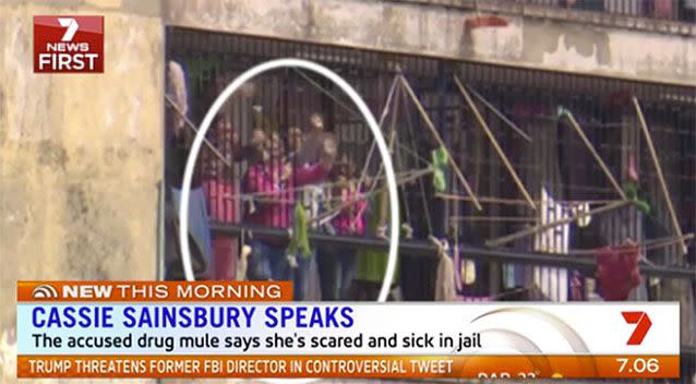 Accused Australian drug smuggler Cassie Sainsbury says she is scared, sick and lonely in her Colombian prison and feels bullied by fellow inmates. Source: 7 News