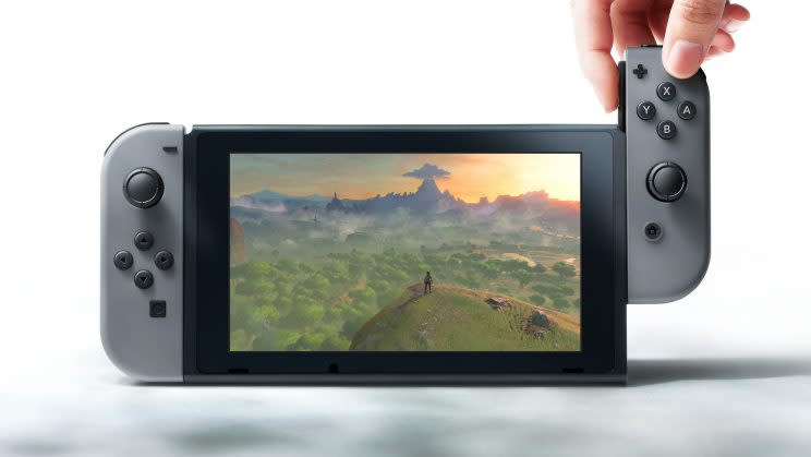 Joy-Con controllers detach from the 6.2-inch tablet portion of the console