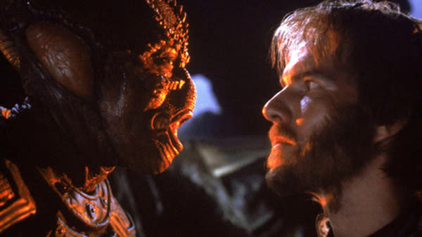 "Enemy Mine" — Essentially "Hell in the Pacific" in space, "Enemy Mine" is a science fiction film about two starfighter pilots — human Davidge (Dennis Quaid) and alien Jeriba (Louis Gossett, Jr.) — who shoot each other down over an uncharted planet. Despite lingering animosity between the pilots, whose two races are fighting a brutal interstellar war, Davidge and Jeriba learn to trust one another in order to survive the hostile planet. Things get a little weird when Jeriba — whose species reproduces asexually — gives birth to a child and dies, forcing Davidge to raise the young alien as his own.