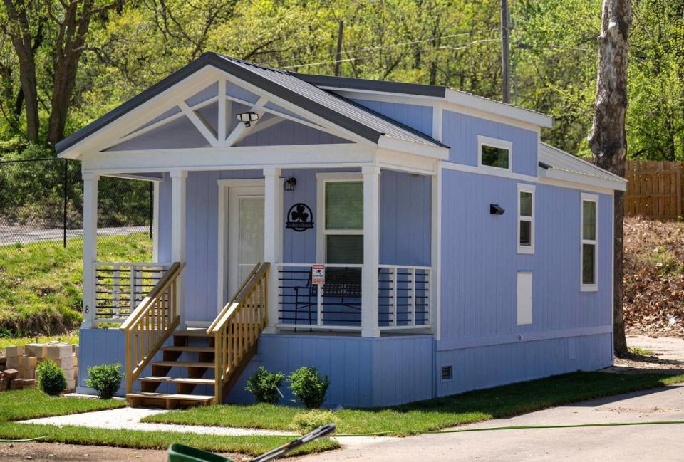 Kelley’s House, a tiny home at Eden Village was sponsored by Katrina Gerber, board president at Eden Village and her husband, Paul Gerber, in honor of his sister-in-law, Kelley Collier, who passed away of Leukemia. Tammy Ljungblad/Tljungblad@kcstar.com