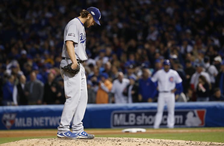 Clayton Kershaw was knocked around in Game 6 of the NLCS. (AP Photo/Nam Y. Huh)