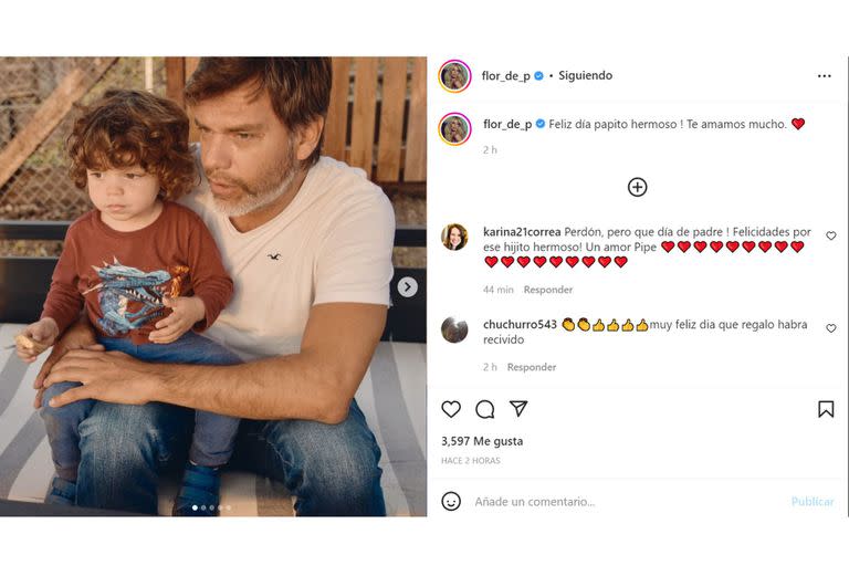 Florencia Peña le deseó un feliz día a su marido y padre de su hijo Felipe