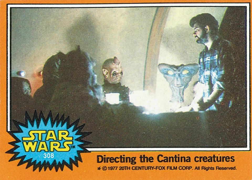 Lucas directing Cantina scene, Card 308 (Series 5)