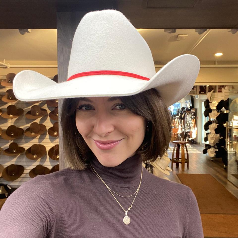 … But this particular style was invented in 1946 by Smithbilt Hats in Laura's hometown of Calgary