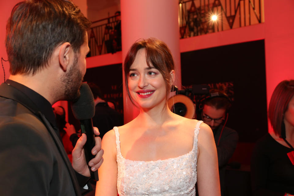 <p>Dakota Johnson photographed for the Fifty Shade Freed Premiere on Feb 6, 2018 in Paris, France. (Photo by Olivier VIGERIE / Contour by Getty Images) </p>