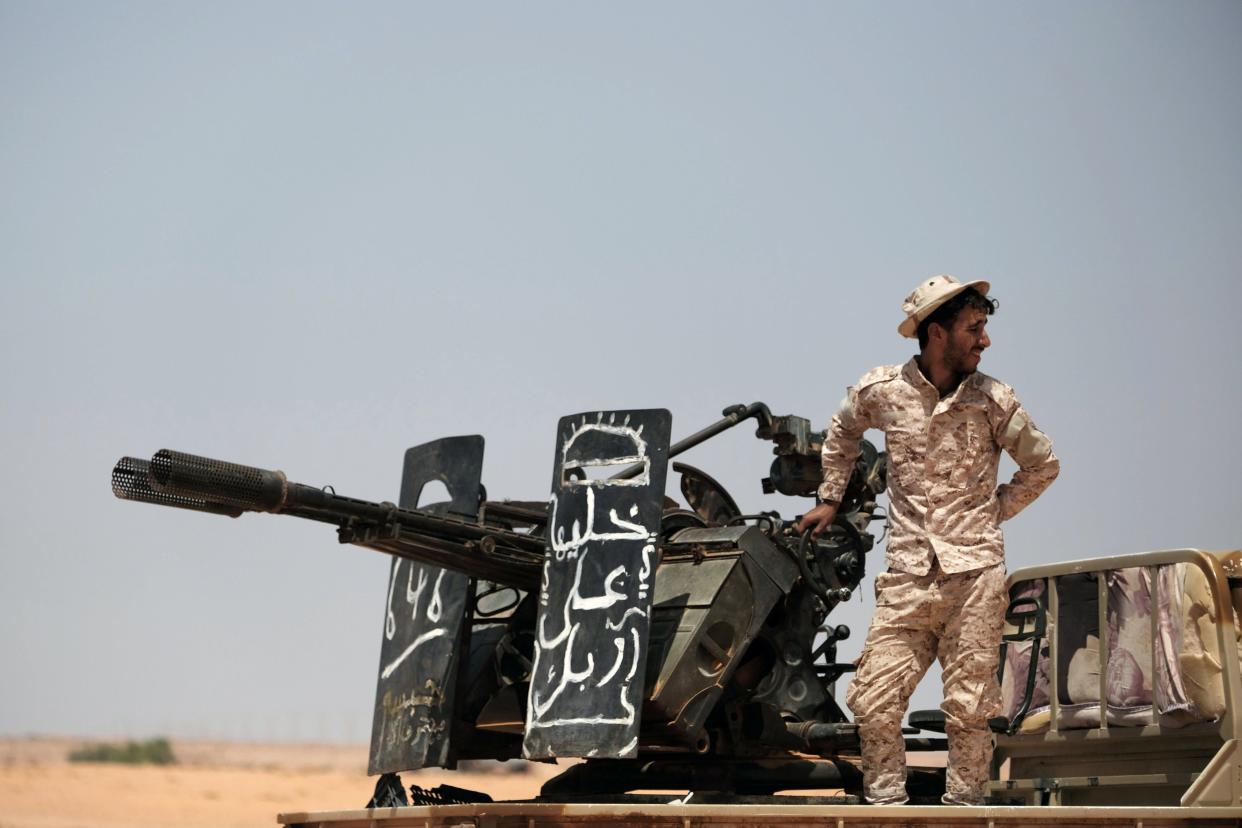 A fighter with UAE-backed forces in Libya, pictured earlier this year. (Photo: Esam Omran Al-Fetori / Reuters)