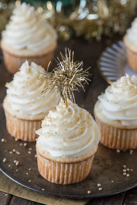 <p>Enjoy a subtle hint of champagne in the cupcakes and the frosting.</p><p><strong><a href="http://thefirstyearblog.com/easy-champagne-cupcakes/" rel="nofollow noopener" target="_blank" data-ylk="slk:Get the recipe at The First Year.;elm:context_link;itc:0;sec:content-canvas" class="link ">Get the recipe at The First Year.</a></strong></p>