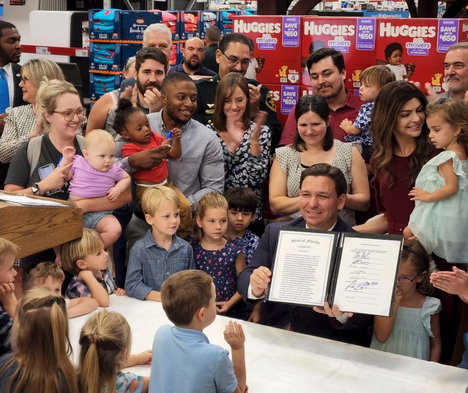 Florida Gov. Ron DeSantis announced a sales tax cut of $1.2 billon during an event on Friday at Sam’s Club in Ocala. [Joe Callahan/Ocala Star-Banner]