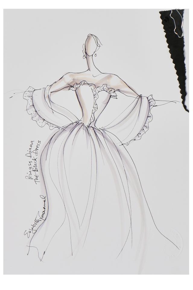 Rare sketches of Diana's royal outfits up for auction