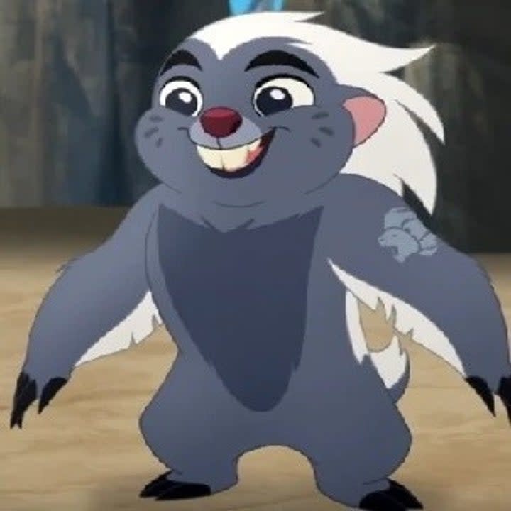 Bunga the honey badger from Disney's The Lion Guard with a big smile