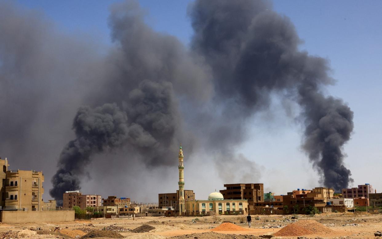 Smoke rises above buildings after aerial bombardment in Khartoum North, Sudan - Mohamed Nureldin Abdallah/REUTERS