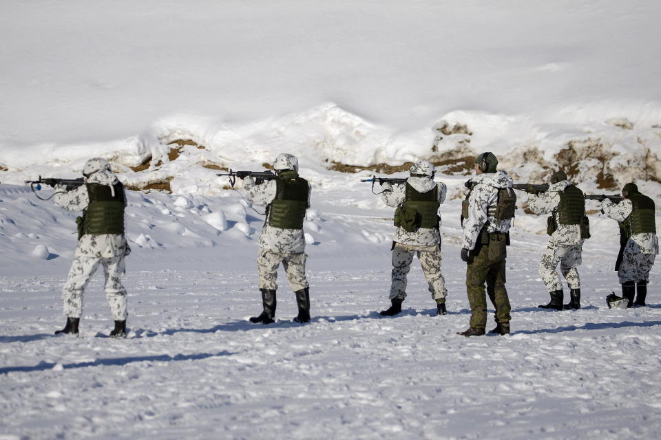 Reservists of the Finnish Army's Karelia Brigade conduct a local defense exercise in Taipalsaari, Finland, March 9, 2022. / Credit: Lehtikuva/Lauri Heino via REUTERS