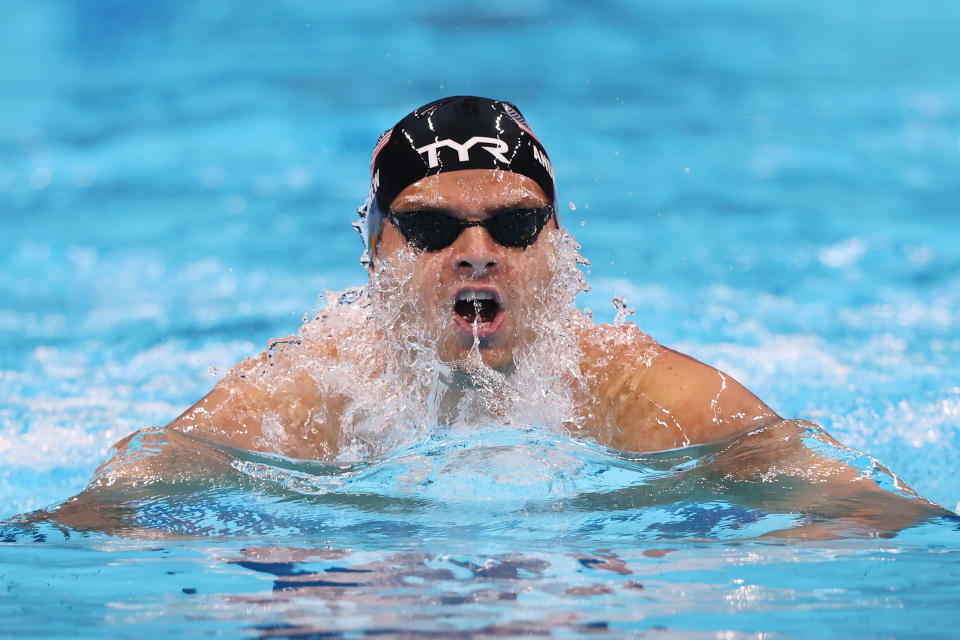 Seen here, American Michael Andrew racing in the 200m individual medley at the Tokyo Games.