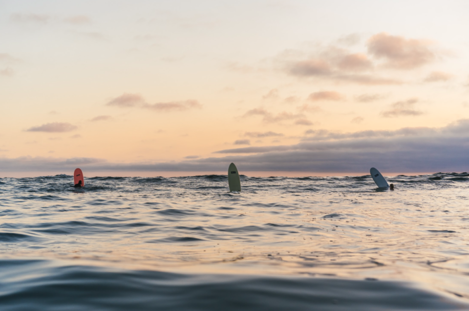 The lineup of Isle's soft tops in, well, the lineup.<p>Isle Surfboards</p>