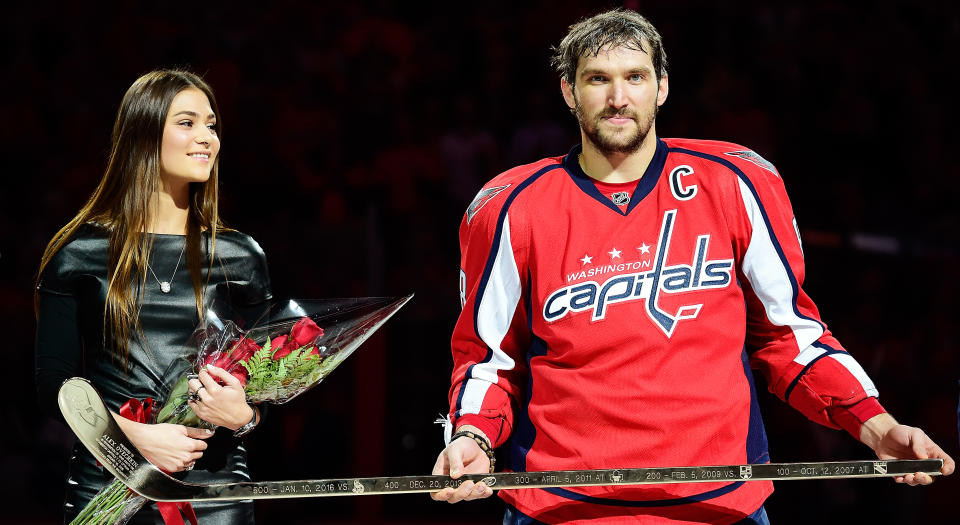 The couple named their newborn baby after Alex’s late brother. (Photo by Patrick McDermott/NHLI via Getty Images)