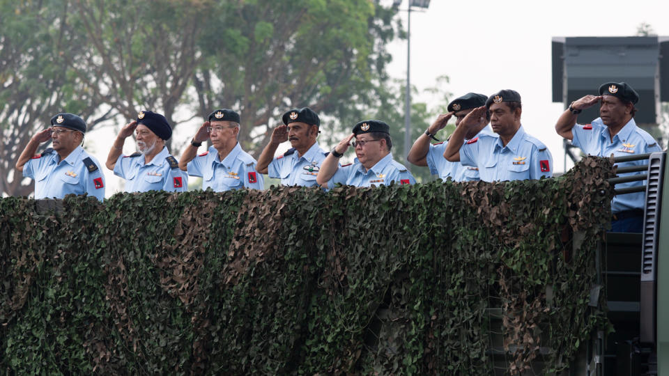 <p>RSAF pioneers taking part in the parade preview on 28 August. (PHOTO: Dhany Osman / Yahoo News Singapore) </p>