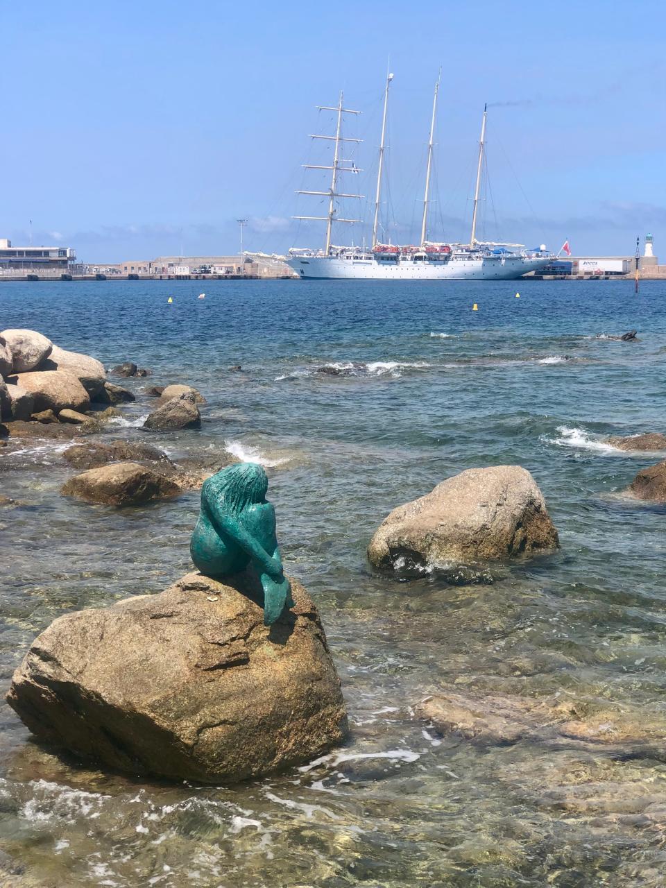 The Marinella Mermaid bronze statue in L’Ile Rousse, Laura Kiniry, I went on a tall sailing ship in the French Riviera for a week and felt transported to a bygone era."