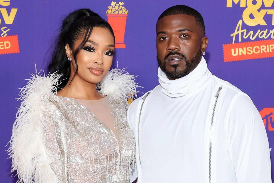 <p>Amy Sussman/Getty</p> Princess Love and Ray J attend the MTV Movie & TV Awards: UNSCRIPTED in Los Angeles in May 2021