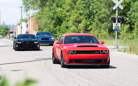 Clarkson, May and Hammond driving muscle cars in Detroit - Credit: Amazon